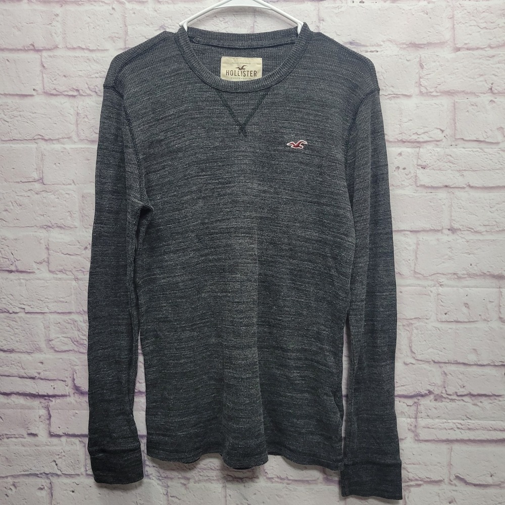 Y2k Hollister Long Sleeve Thermal Shirt Mens S Preppy Pullover Lounge Streetwear